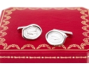 Cartier Sterling Silver Promotional Wax Seal Logo Motif Cufflinks, With Box 