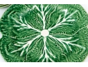 Set Of Ten Portuguese Bordallo Pinheiro Hand-painted Cabbage Form Chargers
