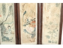 Vintage Chinese Folding Table Screen With Hand-Painted Scenes