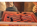 A. Lorenz Signed Oil On Canvas, Men Playing Checkers