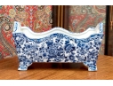 Decorative Blue And White Footed Twin Handled Cachepot