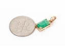 14k Yellow Gold Simple Emerald Cut Opaque Emerald Pendant, App. 1.09 CTS