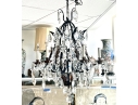 Elaborate Wrought Iron And Handcut Crystal 6 Lite Chandelier