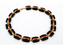 18k Yellow Gold Beautiful Chunky Square Black Onyx Pillow Link And Coral Set Necklace