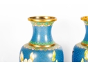 Pair Of Vintage Chinese Cloisonné Enamel Vases With Cherry Blossom Motif