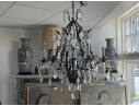 Elaborate Wrought Iron And Handcut Crystal 6 Lite Chandelier