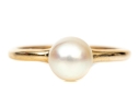 14k Yellow Gold Simple Pretty 6.75mm Cultured Pearl Solitaire Ring, Size 6+