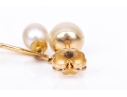14k Yellow Gold Cultured Pearl And Gold Halo Drop Pendant Earrings