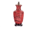 Vintage Carved Cinnabar Table Lamp