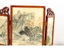 Miniature Chinese Hand-Painted Silk Folding Table Screen