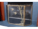 Fabulous Brass Framed Three Panel Fire Spark Screen