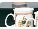 Gucci Vintage Set Of Six Bone China Christmas Themed Mugs, Boxed