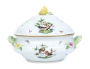 Large Herend Hungary Hand-Painted Porcelain Oval Form Lidded Tureen, Rothschild Bird (RO) Pattern