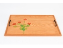 Decorative Serving Tray With Two Handles And Floral Motif