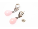 14k Yellow Gold Stunning White South Sea Pearl And Pink Peach Coral Drop Earrings