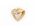 10k Yellow Gold Retro Channel Diamond Set Ribbed Open Heart Pendant, App. 0.07 TCW