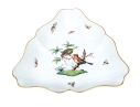 Herend Hand Painted Rothschild Bird Triangular Bowl, Rothschild Bird (RO) Pattern