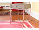 Restoration Hardware Faux Shagreen And Chrome End Table