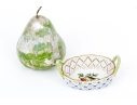 Herend Hungary Hand-Painted Porcelain Openwork Basket - Rothschild Bird (RO) Pattern