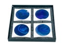 Boxed Set Of Four Anna New York Eggplant Agate And Metal Coasters