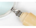 Fine Antique Magnifying Glass With Silverplate Mount On Bone