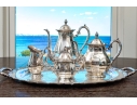 Five Piece Webster Wilcox International Silver Plated “English Flutes” Tea And Coffee Service