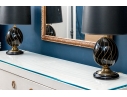 Pair Of French Black And Gilt Finished Table Lamps