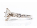14k White Gold Marquise And Round Diamond Ring, App. 0.59 TCW, Size 7.25