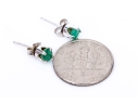 14k White Gold Opaque Round Emerald Stud Earrings, App. 0.36 TCW