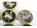 Set Of Seven Cloisonné Enamel Floral Dishes