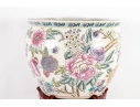 Mid-20th Century Chinese Famille Rose Porcelain Fish Bowl With Wooden Stand
