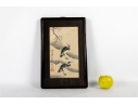 Framed Japanese Watercolor Painting Of Cranes