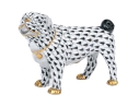 Herend Hungary Hand-Painted Porcelain Pug Figure – Black Fishnet Pattern