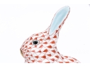 Herend Hungary Porcelain Seated Bunny Figure, Rust Fishnet Pattern