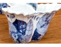 Pair Of Decorative Chinese Porcelain Trefoil Partitioned Vases