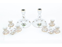 Pair Of Herend Hand-Painted Porcelain Convertible 3-Light Candelabra, Rothschild Bird (RO) Pattern