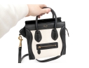 Celine Black And Soft White Leather Top Handle Bag, With Shoulder Strap