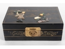 Chinese Black Lacquer Jewelry Box With Hardstone Figures