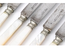 Set Of Antique English Mother Of Pearl Handled Knives, 28 Pieces