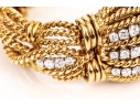 David Webb 18k Yellow Gold Stunning Vintage Diamond Set Rope Motif Bracelet, With Hidden Watch