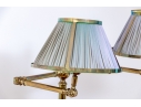 Quality Brass Twin Light Floor Lamp With Shelf