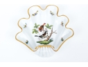 Herend Hungary Hand-Painted Porcelain Shell Form Dish, Rothschild Bird (RO) Pattern