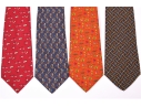 Four Beautiful Salvatore Ferragmo Mens Silk Neck Ties, Made In Italy (Orange)