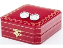 Cartier Sterling Silver Promotional Wax Seal Logo Motif Cufflinks, With Box 