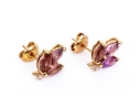 14k Yellow Gold Triple Amethyst Foliate Cluster And Diamond Accented Earrings