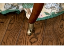 Mahogany And Cane Custom Upholstered Accent Armchair