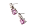 10k White Gold Oval Pink Sapphire Earrings