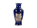Japanese Cobalt Blue Peacock Vase