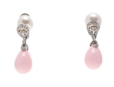 14k Yellow Gold Stunning White South Sea Pearl And Pink Peach Coral Drop Earrings