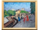 Georges Joubin (French, 1888-1983) Oil On Canvas, Ladies Boarding A Canal Boat